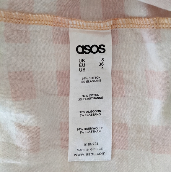 ASOS Pencil Bodycon Sweetheart Sleeveless Dress in Gingham Orange - Picture 5 of 5